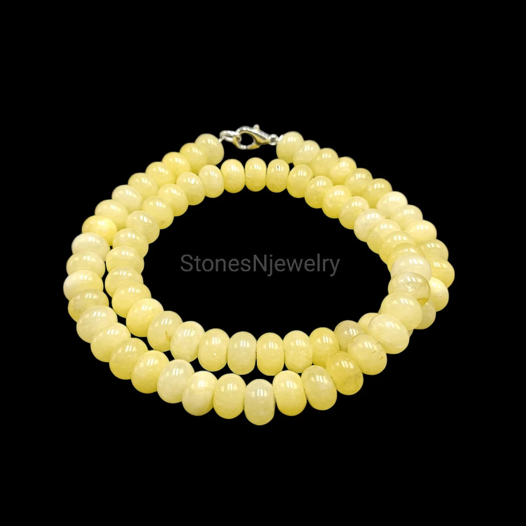 Lemon Quartz Beaded Necklace, Top Quality Lemon Quartz Smooth Rondelle Shape Gemstone Necklace, 8... | Etsy (Global)