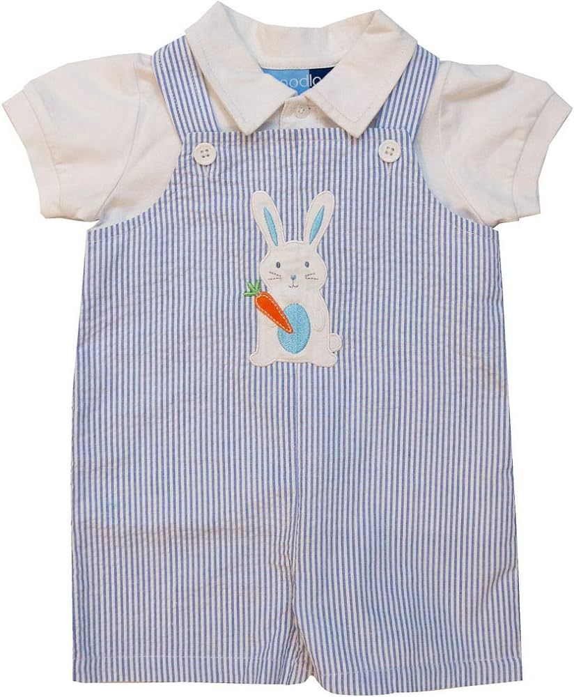 Good Lad Newborn/Infant Boys Seersucker Shortall Sets with Easter Bunny Appliques | Amazon (US)