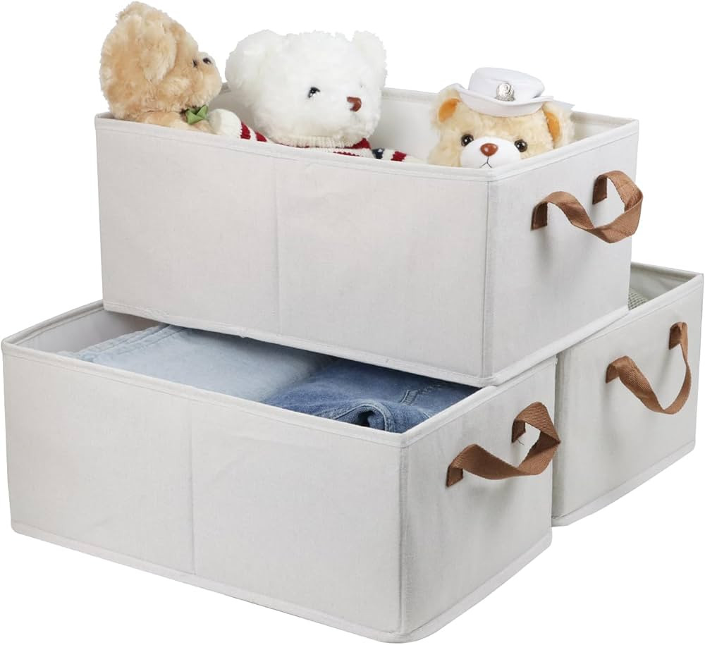 Pack of 3 Large Capacity Storage Bins Closet Organizer System, Sturdy Foldable Storage Boxes for ... | Amazon (US)
