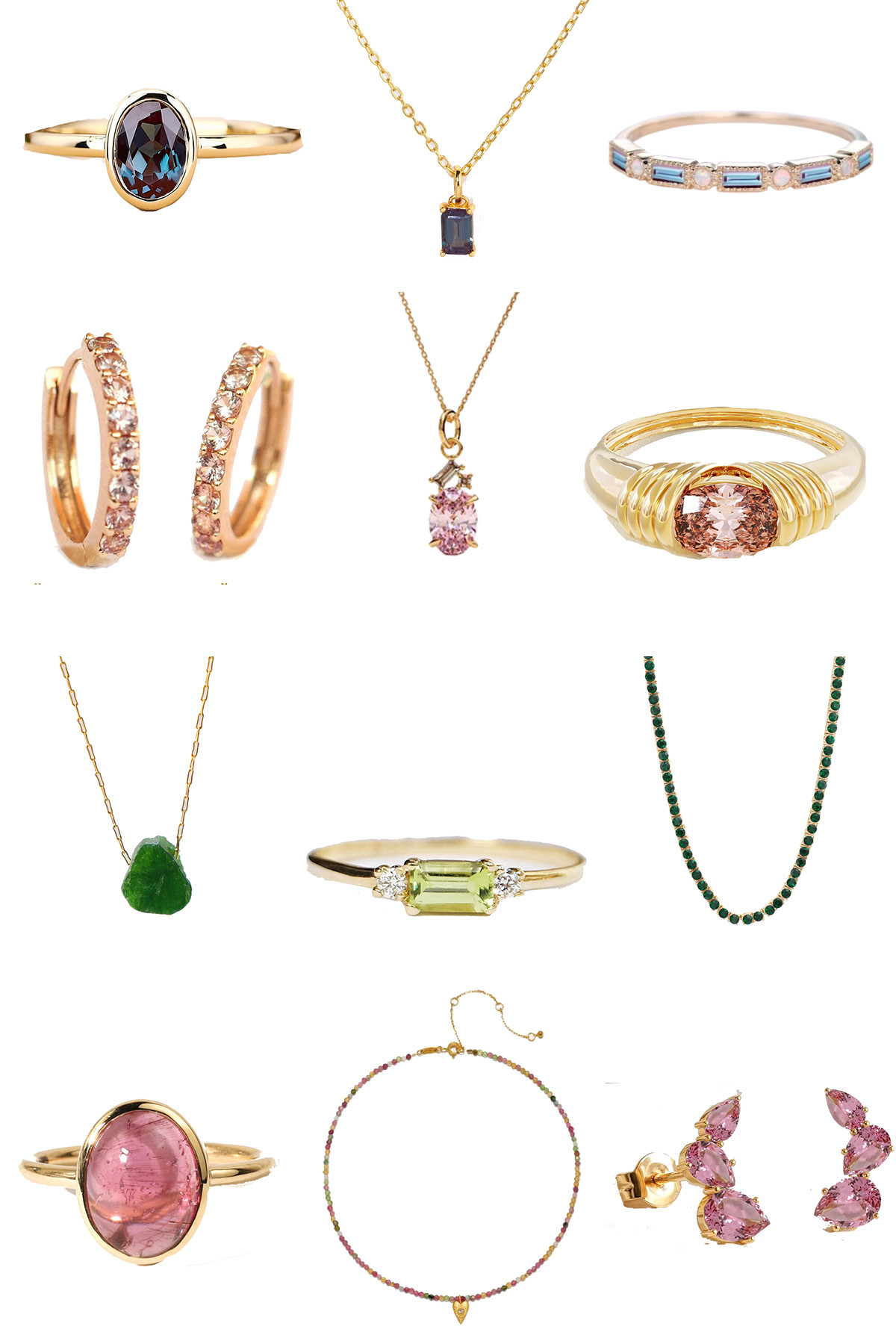 The “It” Gemstones of 2026

If you’re looking to invest in this trend, these are some of the hot gemstones this year:

Alexandrite: This is known as the “shape-shifter.” It looks green in sunlight and purple under a lamp. It’s the ultimate conversation starter.
Peach Sapphire: Moving away from traditional colors, this moody, earth-toned sapphires is the new favorite for alternative engagement rings and daily wear.
Green Everything: Emeralds are the gold standard, but Peridot and Chrome Diopside are the edgy, more affordable cousins making a huge splash.
Pink Tourmaline: This stone is for those who love a Barbiecore legacy but want it to feel sophisticated and fine-jewelry adjacent. 

 #LTKSaleAlert