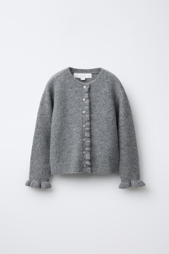 RUFFLED WOOL BLEND CARDIGAN | Zara US