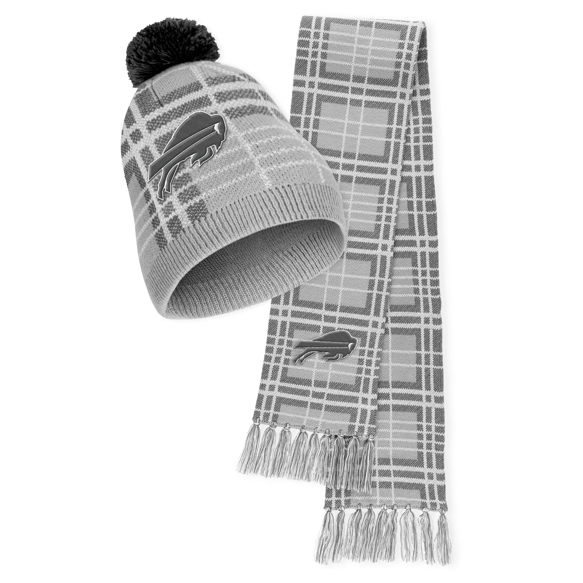 Women's Buffalo Bills WEAR by Erin Andrews Plaid Knit Hat with Pom & Scarf Set | NFL Shop