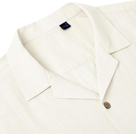 Alimens & Gentle Mens Linen Shirts Short Sleeve Button Down Shirts Cotton Summer Beach Cuban Shir... | Amazon (US)