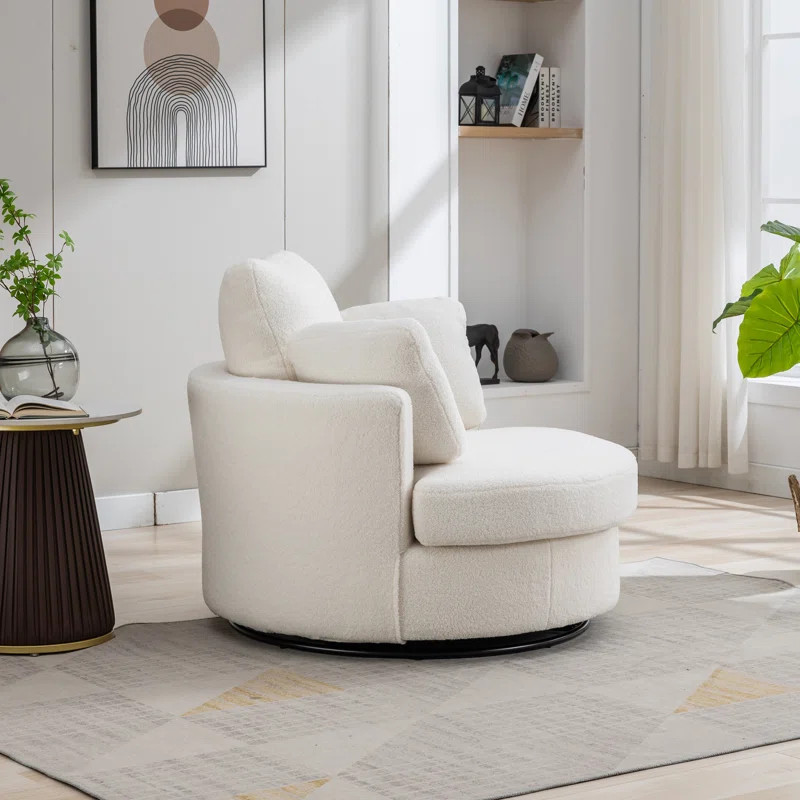 Achorn 42.26" W Polyester Recessed Arm Slipcovered Swivel Barrel Chair | Wayfair North America