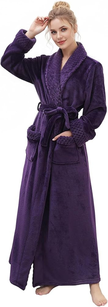 Hellomamma Long Bath Robe for Womens Plush Soft Fleece Bathrobes Nightgown Ladies Pajamas Sleepwe... | Amazon (US)