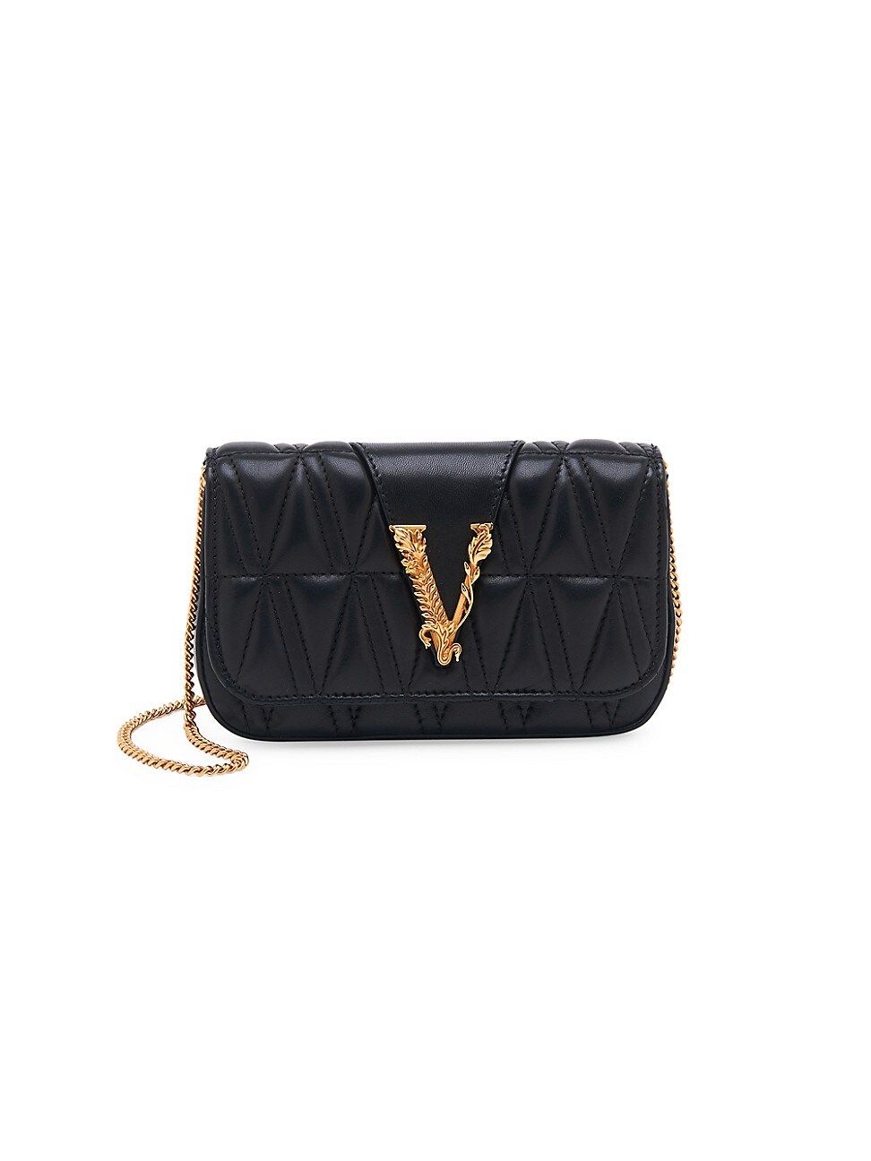 Versace Women's Small Virtus Quilted Leather Clutch - Black | Saks Fifth Avenue