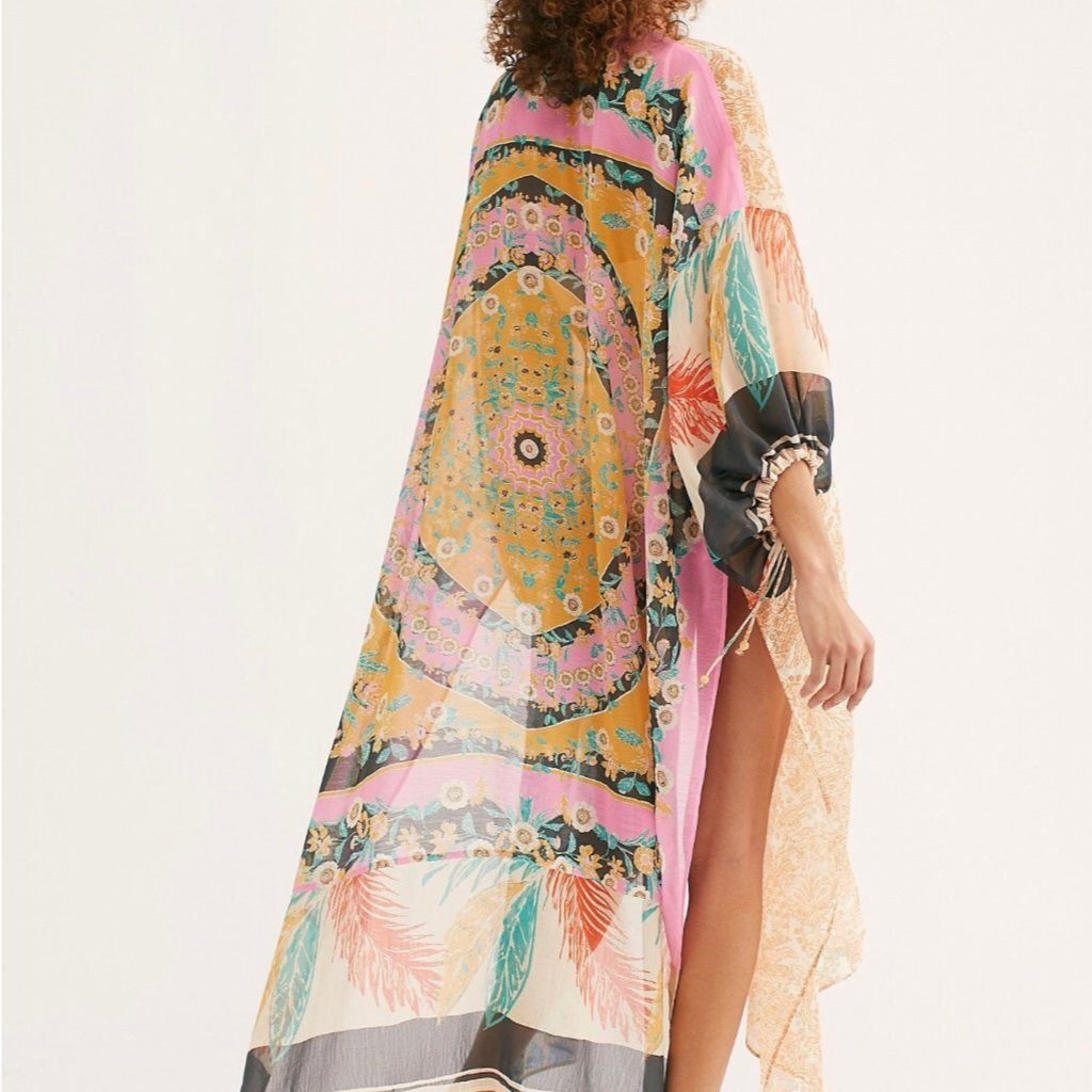 NWT Free People  Keeping Up W The Kimono Leonora Kaftan Duster Magic Combo | eBay US
