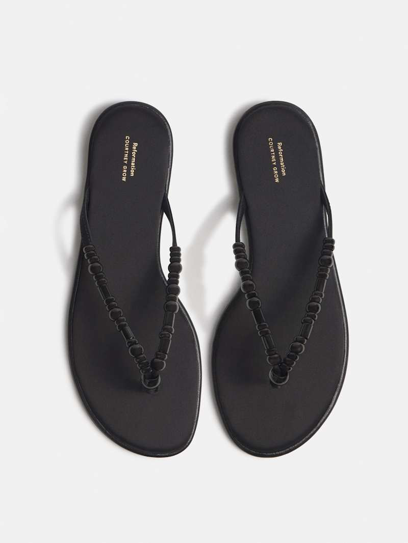 Reformation Geffen Sandal Black Satin 9.5 | Reformation (Global)