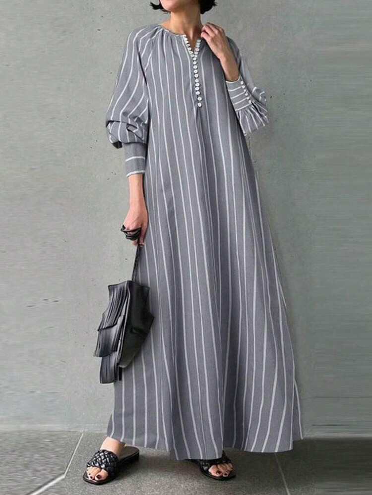 Fashionable Minimalist Women's Long Striped Dress | SHEIN