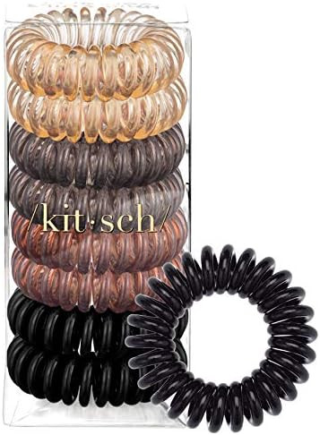 Kitsch Spiral Hair Ties, Coil Hair Ties, Phone Cord Hair Ties, Hair Coils - 8 pcs, Brunette | Amazon (US)