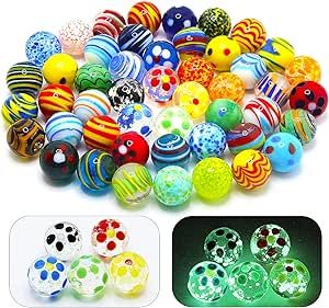 40 PCS Glass Marbles for Kids, 35 Colorful Assorted Marbles and 5 Glow in The Dark Marbles, Marbl... | Amazon (US)