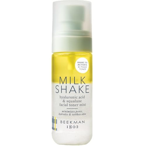 Beekman 1802 Milk Shake Mini Hydrating Face Mist - Hyaluronic Acid & Squalane Facial Mist Minimizes Pores & Gently Moisturizes, Goat Milk Skin Toner Spray, Lightweight, Fragrance Free, Travel Size | Amazon (US)