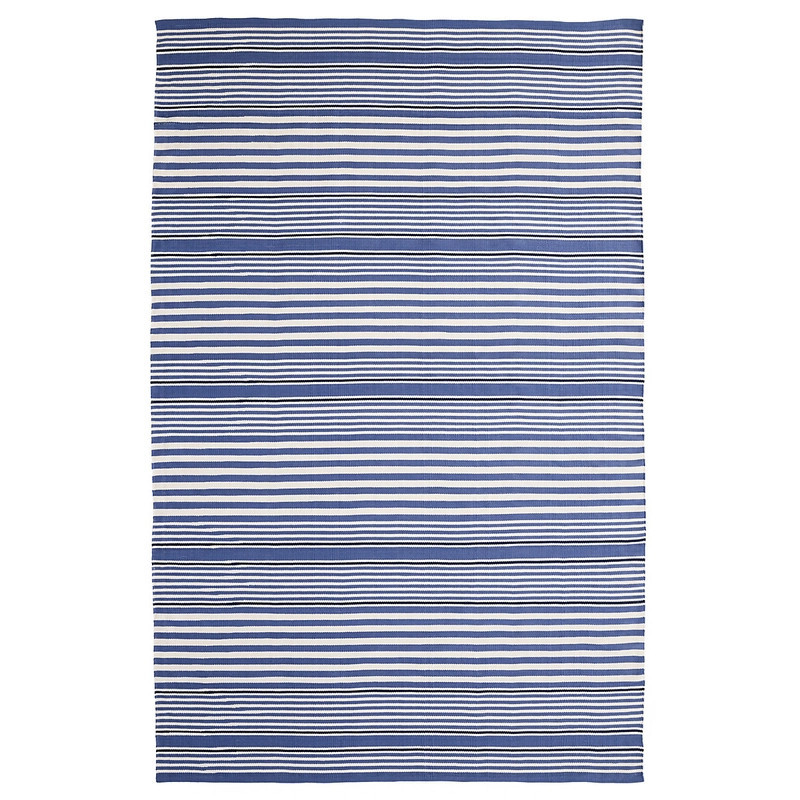 Rugby Stripe Denim Handwoven Indoor/Outdoor Rug | Annie Selke