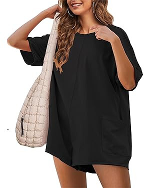 Lianlive Summer Rompers for Women Oversized T-Shirt Tee Romper Athletic Short Sleeve Workout Over... | Amazon (US)
