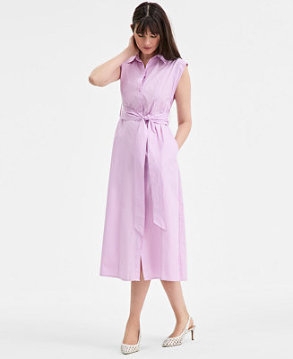 Women's Cotton Belted Midi Shirtdress, Exclusively at Macy's | Macy's