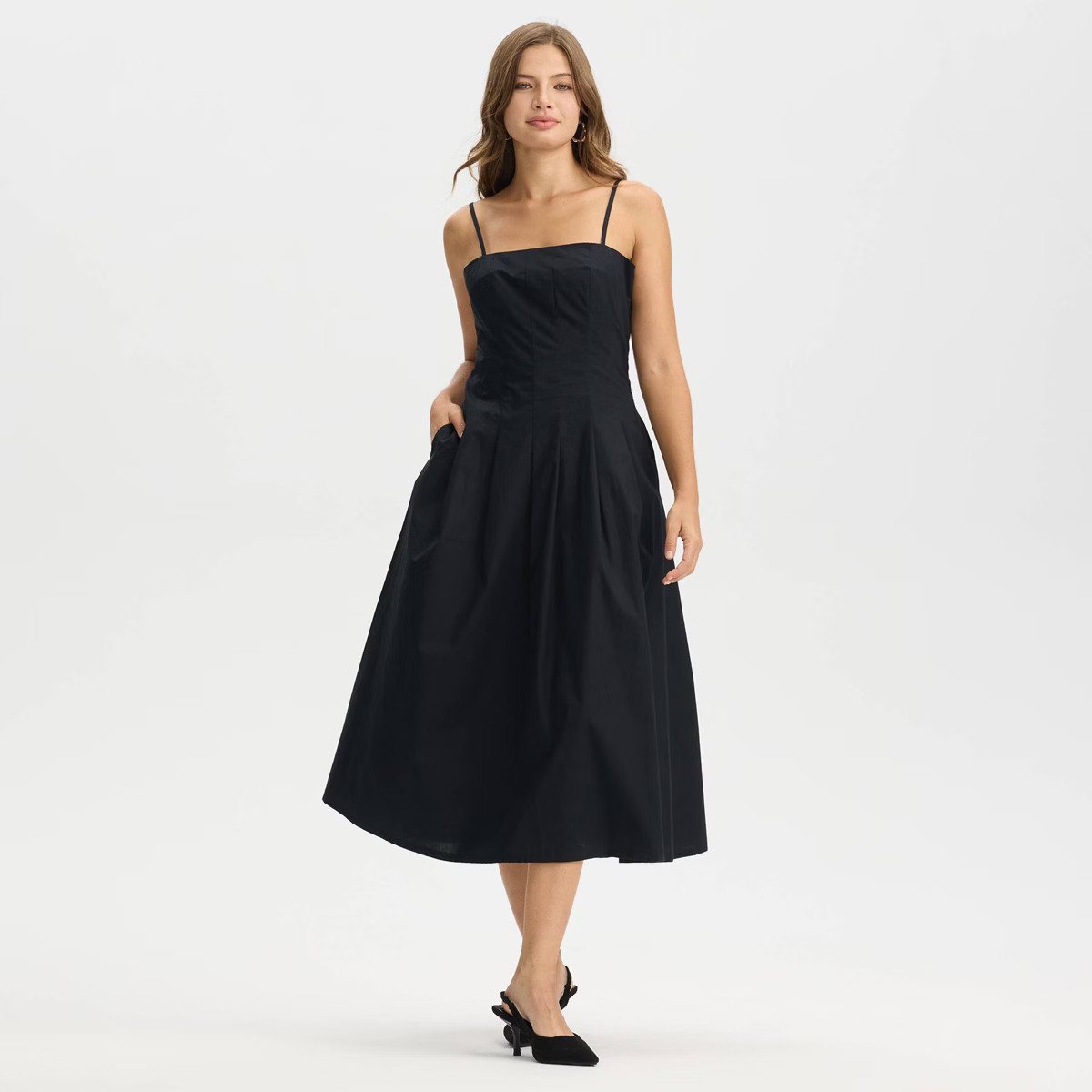 Women's Paneled Midi A-Line Dress - A New Day™ Black | Target