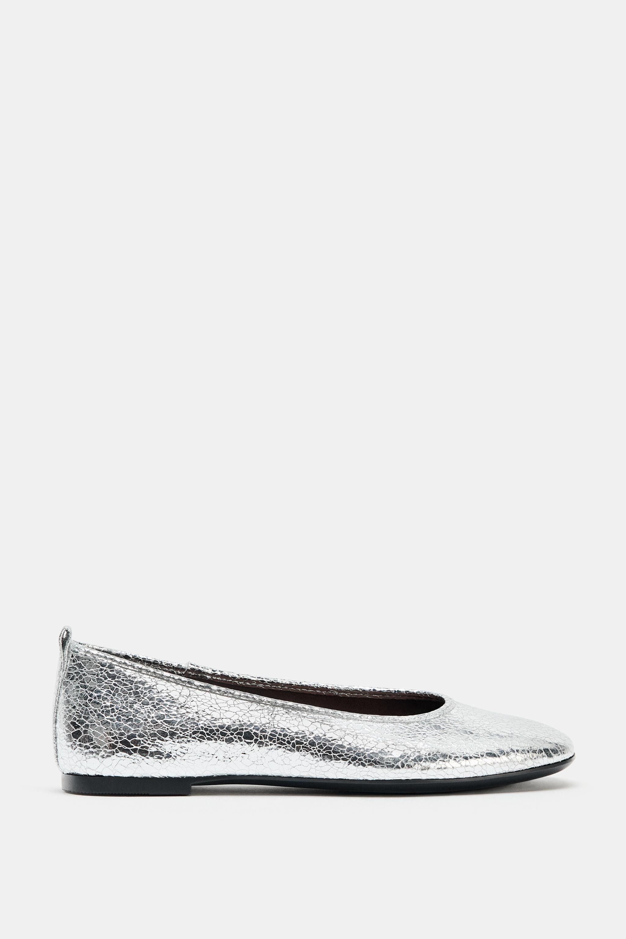 METALLIC BALLET FLATS | Zara Canada