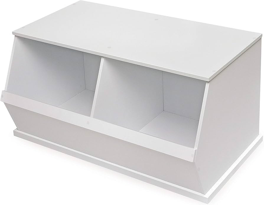 Stackable Wooden 2 Bin Open Storage Toy Organizing Cubby | Amazon (US)