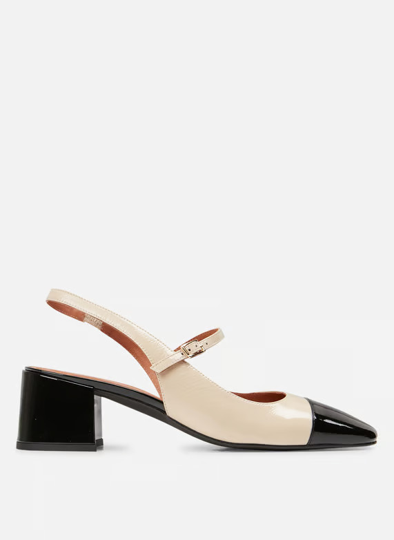 Escarpins slingback en cuir vernis doumy - Noir | Printemps.com (FR & UK)