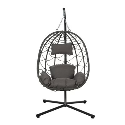 Egg Chair with Stand Indoor Outdoor Swing Chair Patio Wicker Hanging Egg Chair Hanging Basket Chair with Stand | Target