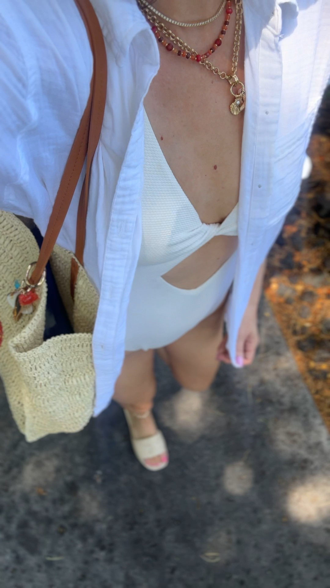 I have a medium in the bathing suit tts. On sale! And I would go two sizes larger than normal for an oversized beach coverup look with the linen shirt. 

#LTKFindsUnder50 #LTKTravel #LTKSwim
