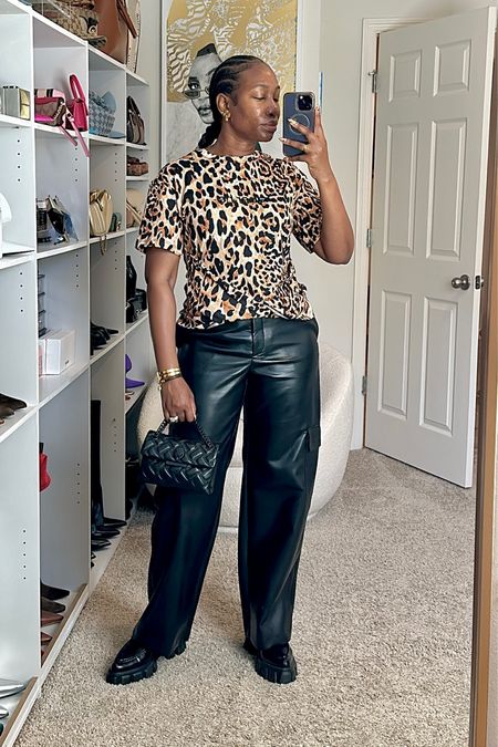 Today’s outfit to go run some errands. Leopard print t shirt paired with cargo faux leather pants and loafers.


#LTKover40 #LTKSeasonal #LTKstyletip