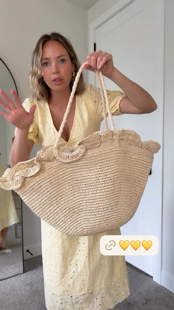 New yellow dress & my favorite straw bag!!!