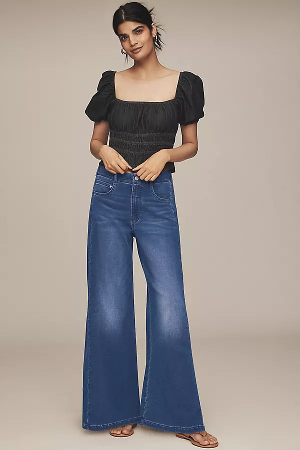 The Adi Knit Mid-Rise Flare Jeans by Pilcro | Anthropologie (US)