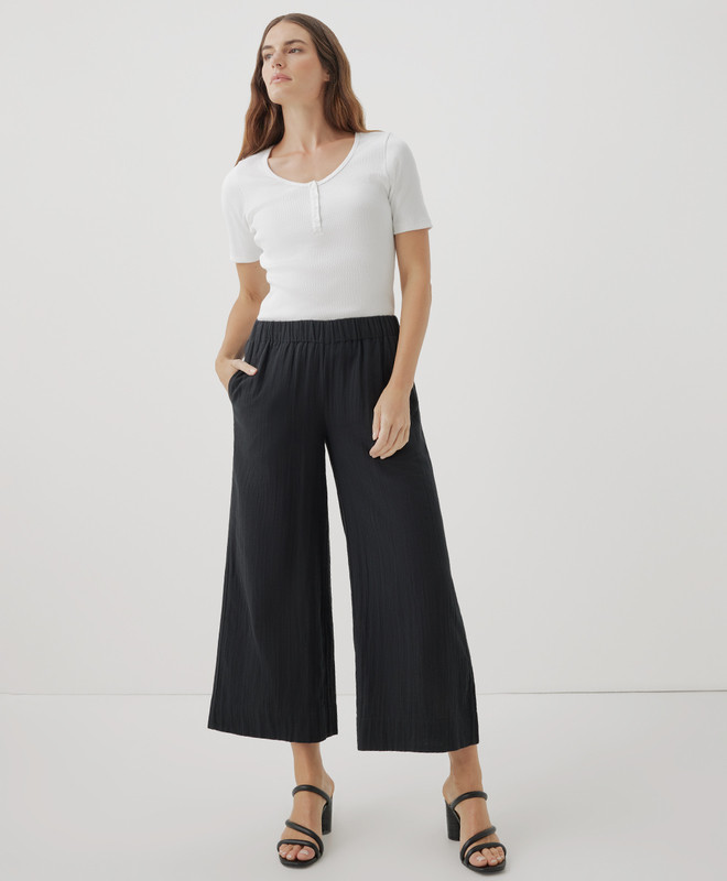 Women’s Coastal Double Gauze Wide Leg Pant made with Organic Cotton | Pact | Pact Apparel