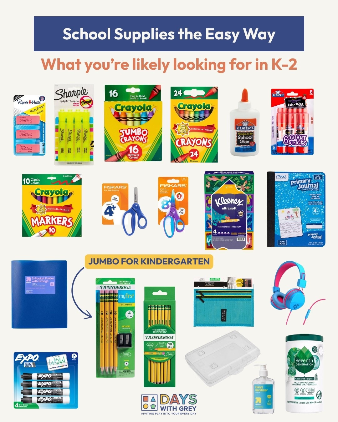 School supplies the easy way! Here are supplies that you will likely need for kindergarten through second grade. Grab them now before supplies start running low! 

#LTKFamily #LTKKids #LTKSeasonal