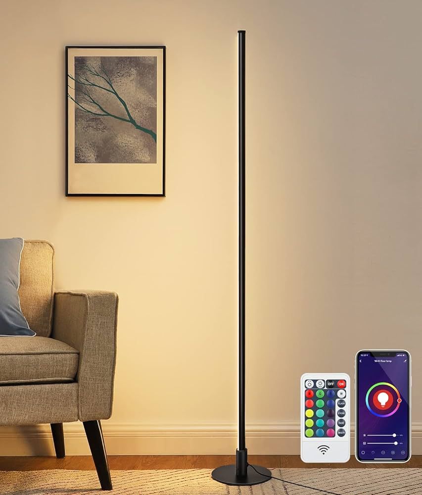 EDISHINE RGBW Corner Floor Lamp with App & Remote Control, Smart WiFi Dimmable Lighting Compatibl... | Amazon (US)