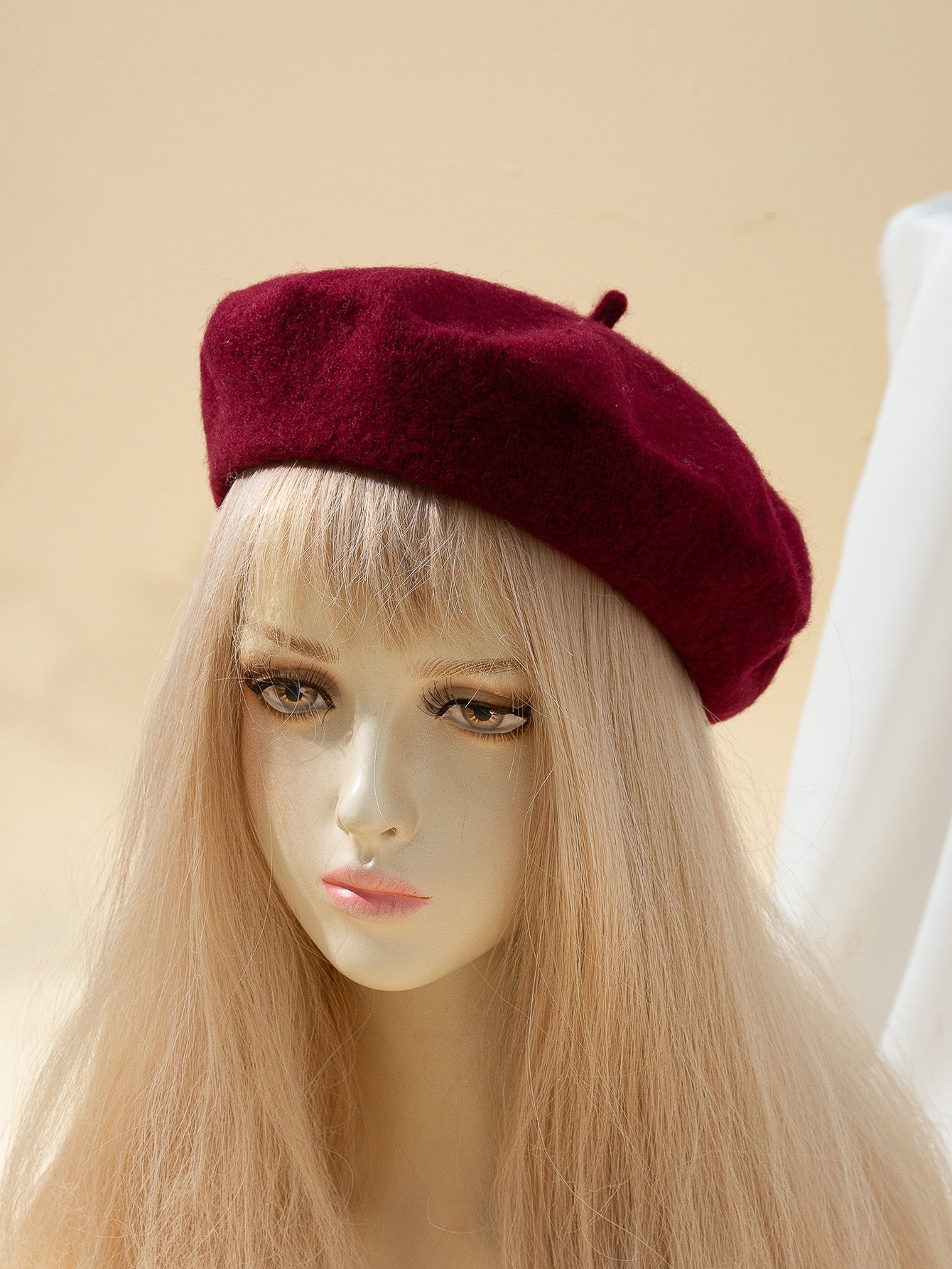 1pc Ladies' Solid Color Wool Beret With Flat Top, Japanese Style & Elegant, Suitable For Daily We... | SHEIN