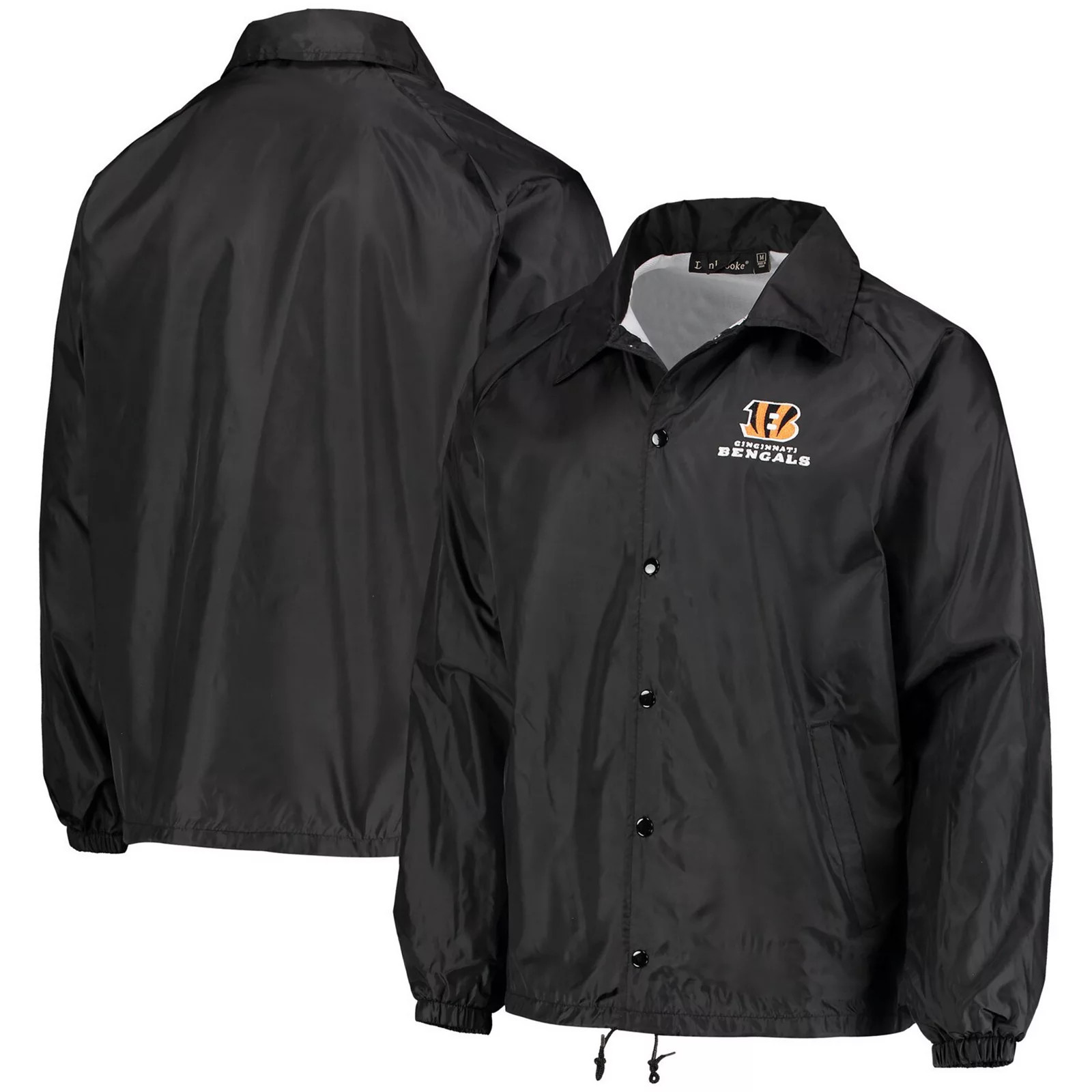 Men's Black Cincinnati Bengals Coaches Classic Raglan Full-Snap Windbreaker Jacket, Size: 2XL | Kohl's