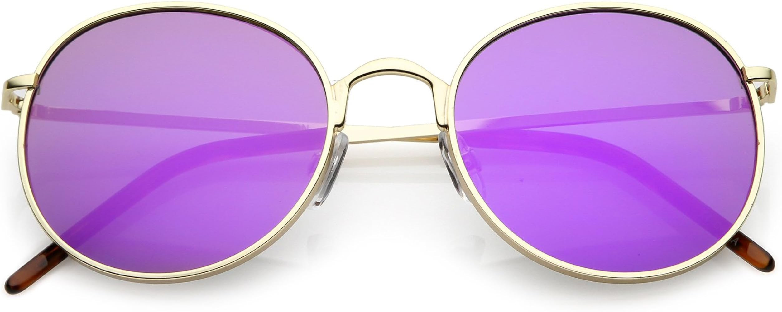 zeroUV - Classic Metal Frame Thin Arms Colored Mirror Round Flat Lens Sunglasses 52mm | Amazon (US)