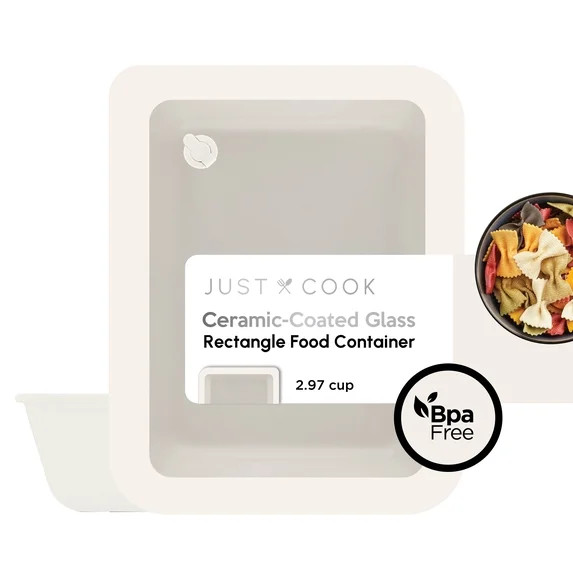 Just Cook Ceramic Glass Small Rectangle Food Storage Container 23.7 oz or 2.9 Cups, Best Used for... | Walmart (US)
