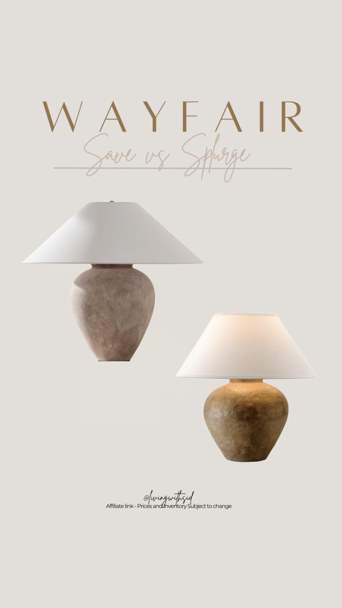Save vs Splurge! 
Which lamp would you pick? 
This goes to show you that home decor doesn’t have to be expensive. 

#wayfaircanada #ltkhome #ltkhomes #tablelamps #savevssplurge 

#LTKsale #LTKcasa #LTKcanada
