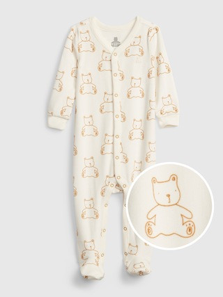 Baby Velour Print Footed One-Piece | Gap (CA)