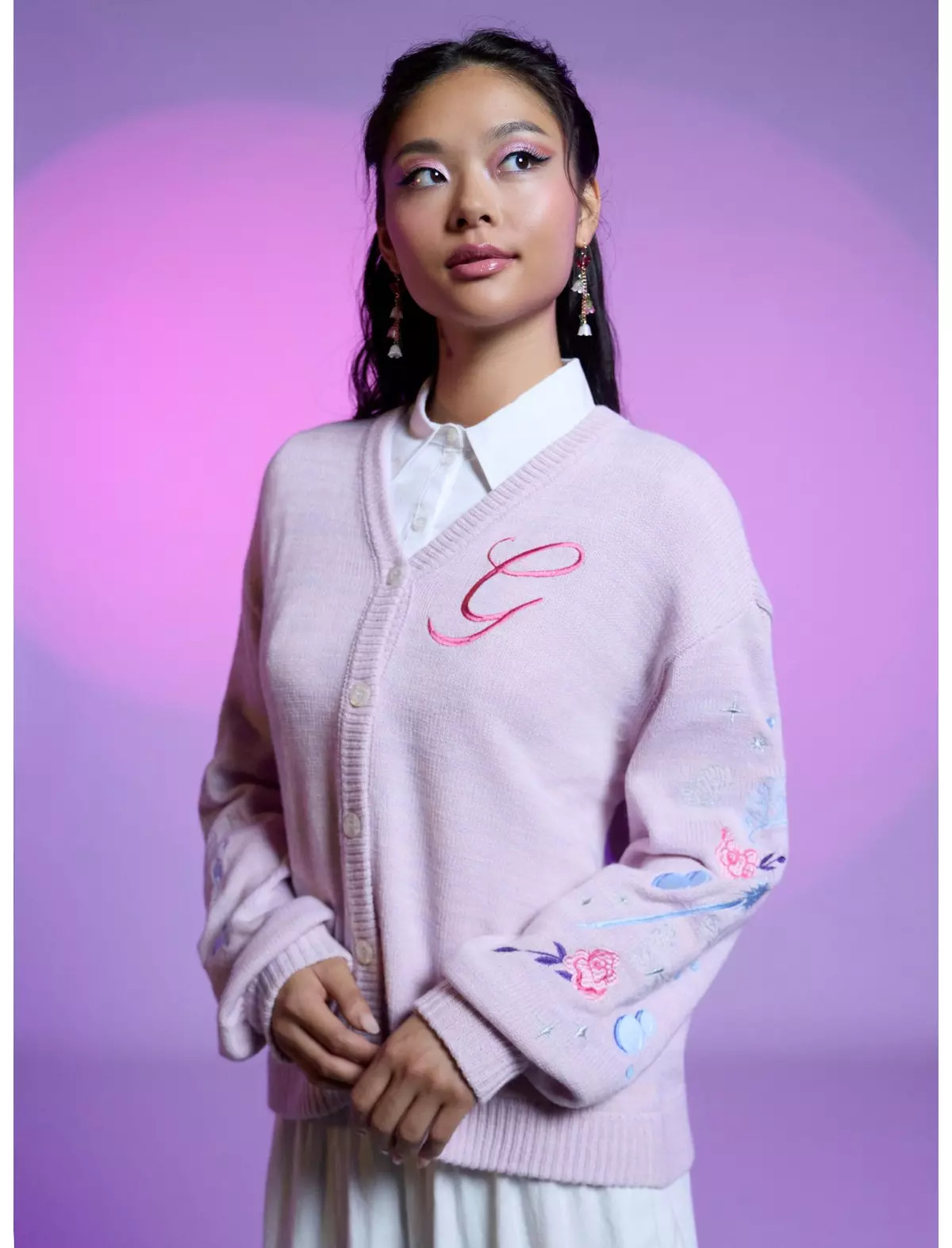 Her Universe Wicked Glinda Embroidered Girls Cardigan | Hot Topic