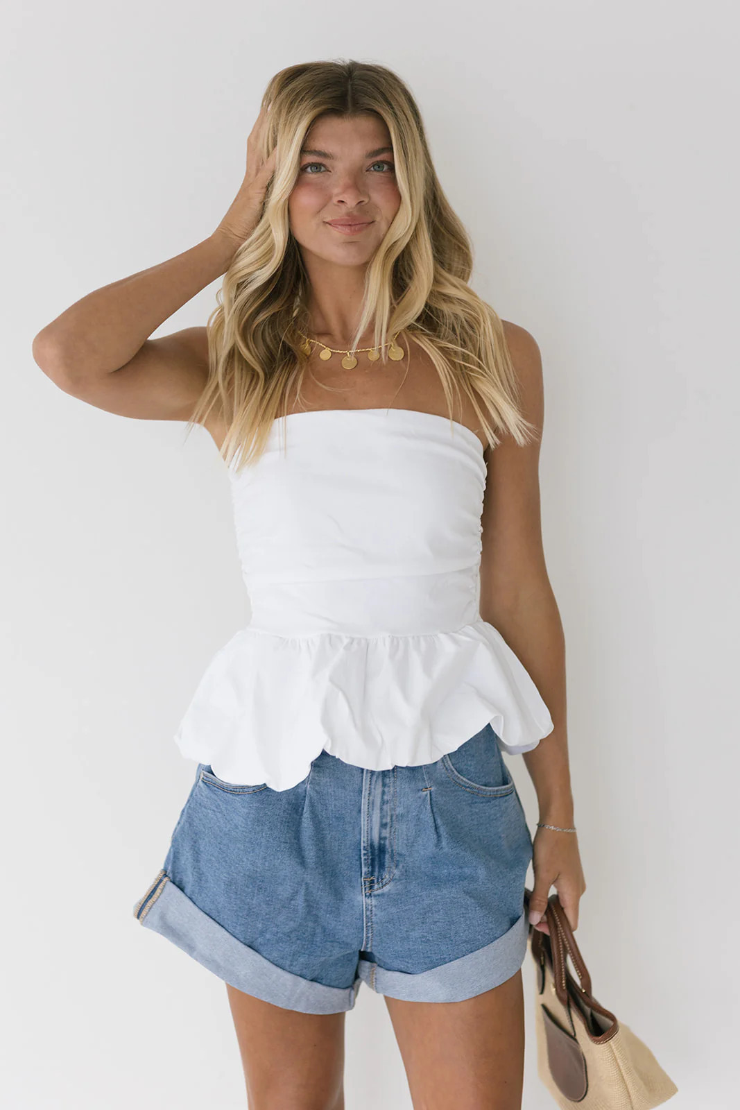 Capri Bubble Hem Tube Top - Ivory Large | Fancyd Boutiqe