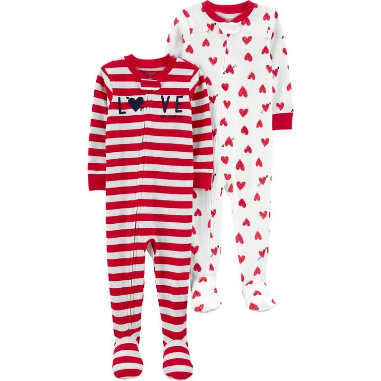Carter's Child of Mine Baby Unisex Valentine's One-Piece Pajama, 2-Pack, Sizes 12-24M - Walmart.c... | Walmart (US)