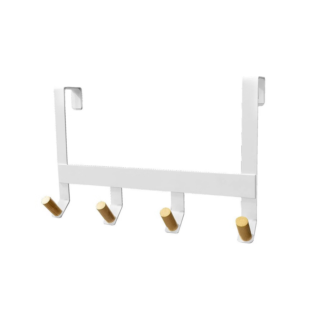 Mixed Material Over The Door 4 Hooks Rail Light Wood on Matte White - Brightroom™: Towel & Coat... | Target
