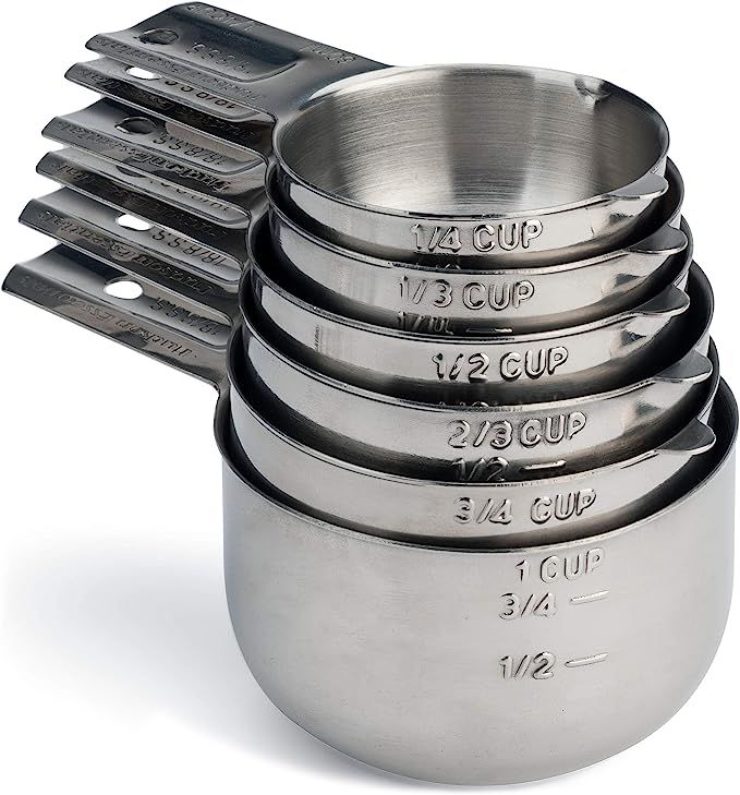 Hudson Essentials Stainless Steel Measuring Cups Set - 6 Piece Stackable Set with Spout | Amazon (US)