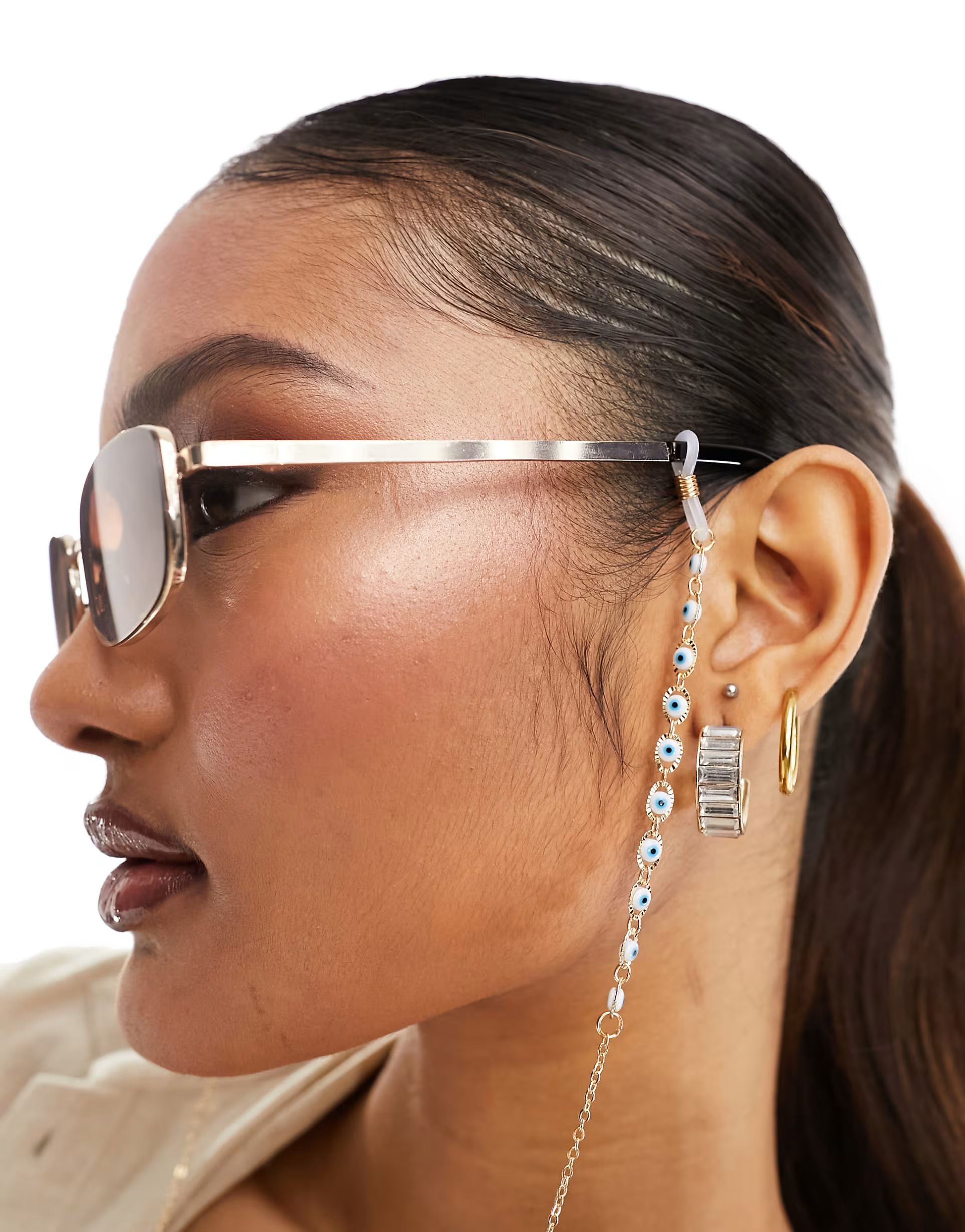 South Beach evil eye embellished sunglasses chain | ASOS (Global)