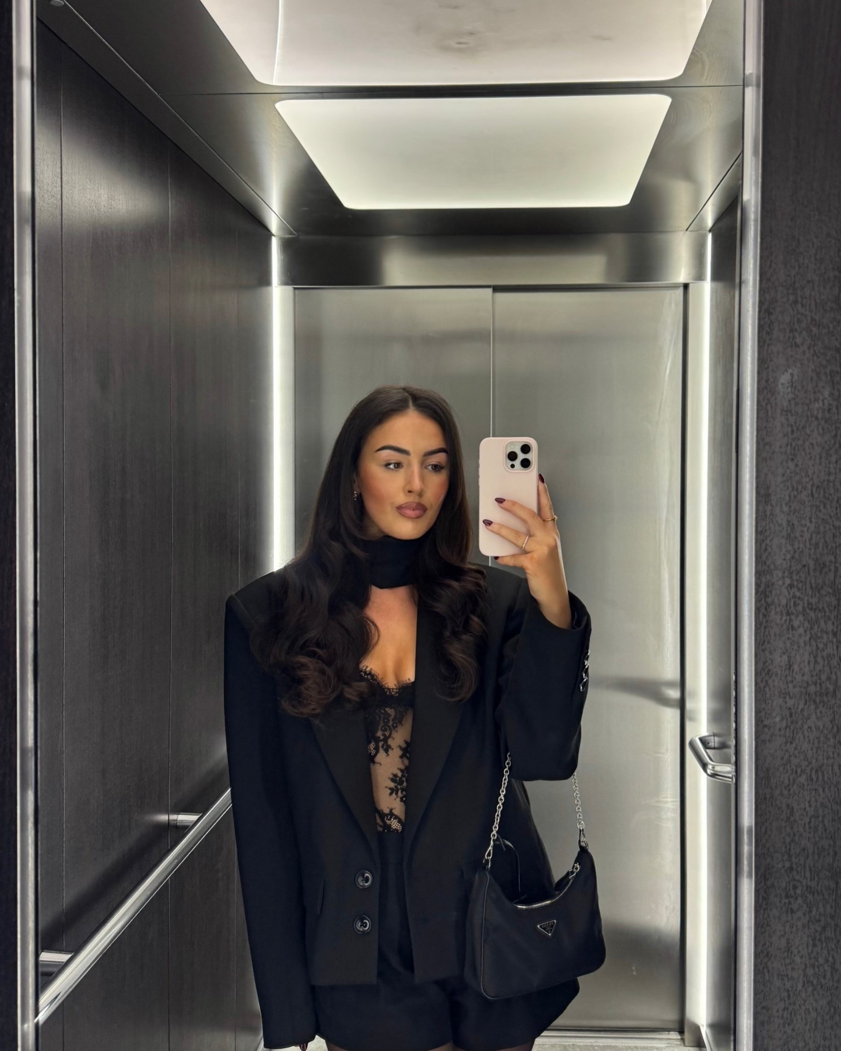 Date night outfit, black lace top, black blazer, black shorts, New Year’s Eve outfit, NYE outfit, black outfit, Christmas outfit 

#LTKpartywear #LTKuk #LTKdatenight