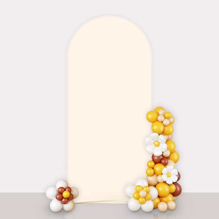 AIBIIN 2.6x6ft Beige Arch Wall Backdrop Round Top Backdrop Cover Solid Color Round Top Arch Frame... | Amazon (US)