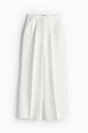 Linen-blend Pants - Light beige - Ladies | H&M US | H&M (US + CA)