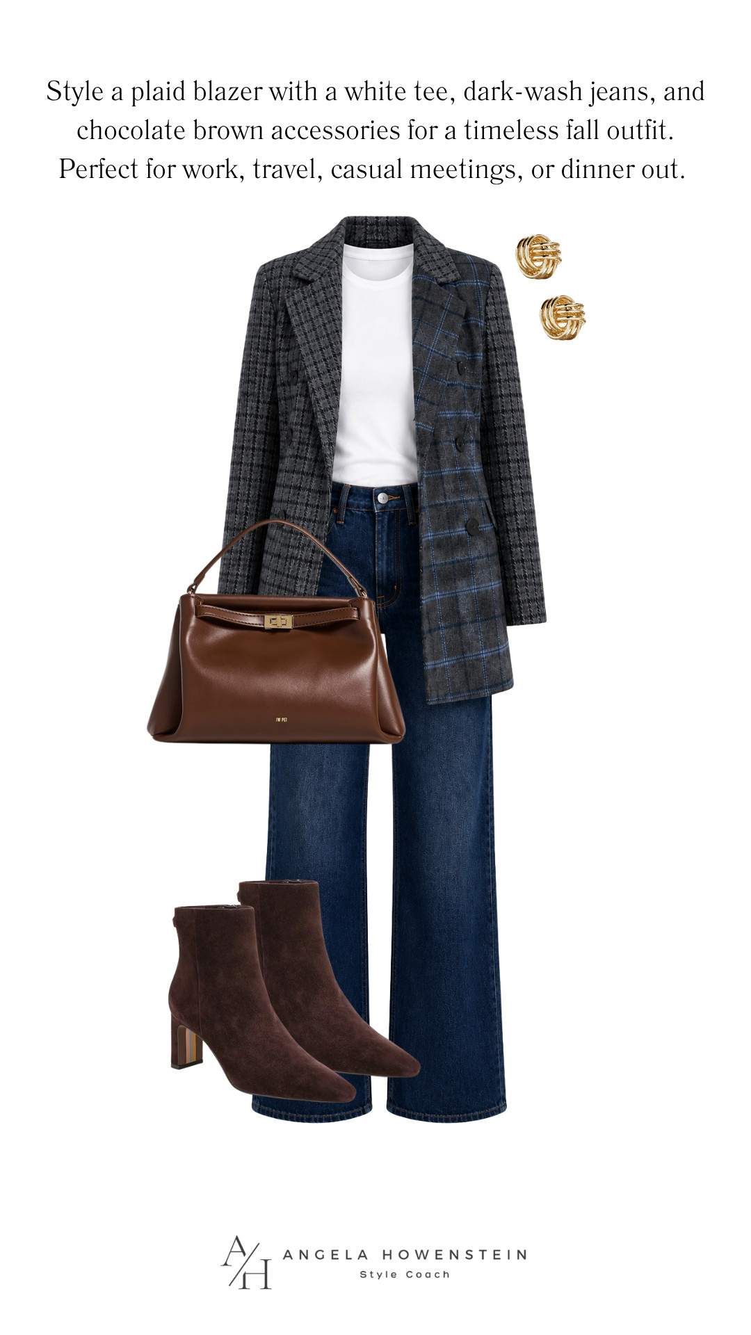 A plaid blazer instantly makes your favorite jeans feel polished. Layer it over a simple white tee with dark-wash denim and finish with chocolate brown accessories for a timeless look that’s perfect for work, dinner, or travel.

👩‍💻 LTK PRO TIPS
❤️ Heart = Support my posts ;-)
🔖 Save = Get sale &restock alerts for the things you love!
📋 Lists = Keep favorites organized (List ideas: Christmas, Birthdays, and Vacations!)
📲 Share = Send lists and products to a friend (or your daughters like me).
💬 Comment = Ask me anything, and I’ll answer. ;-) 

 #LTKootd #LTKSeasonal #LTKOver40