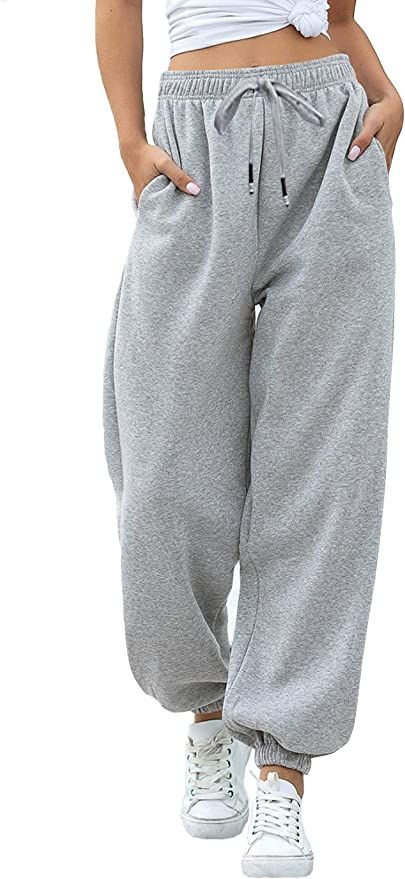 Amazon.com: Cinch Bottom Sweatpants Pockets High Waist Sporty Gym Athletic Fit Jogger Workout Pan... | Amazon (US)