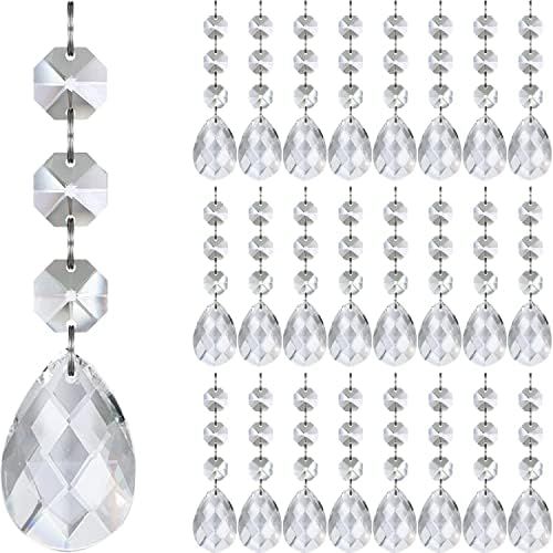 30PCS DIY Teardrop Acrylic Crystal Drop Beads Christmas Ornaments Tree Decorations Garland Chandelie | Amazon (US)