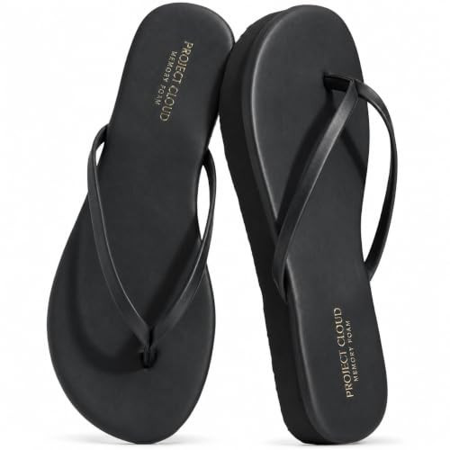 Project Cloud Platform Sandals Women - Memory Foam Insole Flip Flops and Lightweight Womens Sandals - Non-Slip Summer Thong Sandals for Women 2026 (ELEVATION-BLK-6.5M) | Amazon (US)
